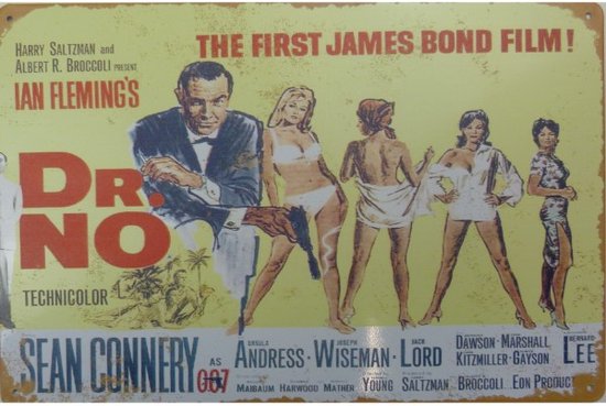 Wandbord - James Bond Dr No - The First James Bond Film
