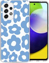 iMoshion Hoesje Geschikt voor Samsung Galaxy A53 Hoesje Siliconen - iMoshion Design hoesje - Blauw / Retro Blue Flowers