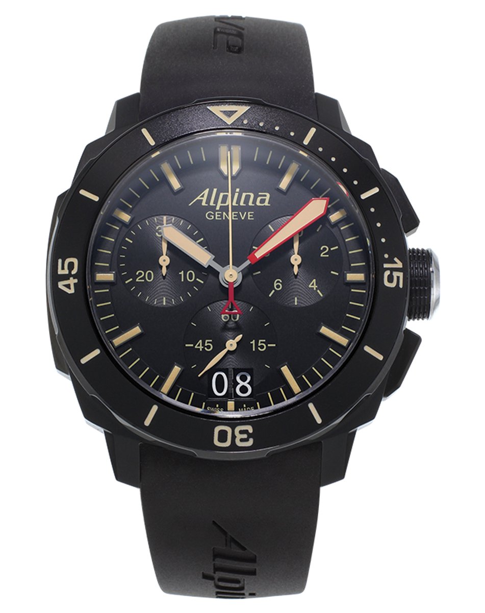 Alpina Seastrong Diver AL-372LBBG4FBV6 Horloge - Rubber - Zwart - Ø 44 mm