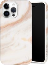 Selencia Aurora Fashion Backcover voor de iPhone 14 Pro Max - Duurzaam hoesje - 100% gerecycled - Wit Marmer