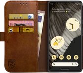 Rosso Element Book Case Wallet Hoesje Geschikt voor Google Pixel 7 | Portemonnee | 3 Pasjes | Magneetsluiting | Stand Functie | Bruin
