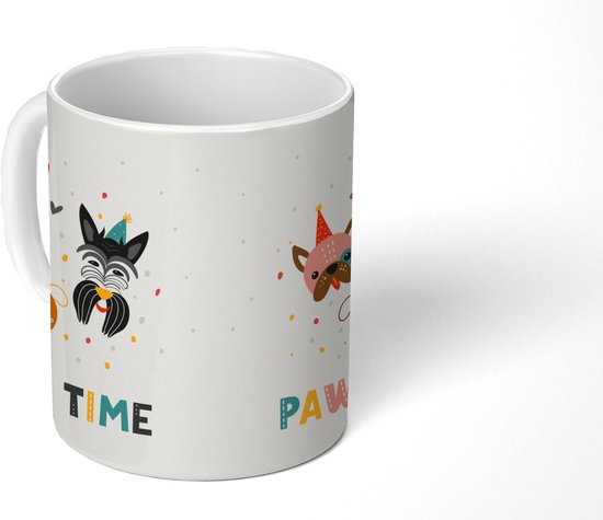 Mok - Koffiemok - Spreuken - Honden - Quotes - Pawty time - Mokken - 350 ML - Beker - Koffiemokken - Theemok - Mok met tekst