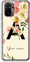 Gepersonaliseerd - Case Company® - Hoesje geschikt voor Xiaomi Redmi Note 10 Pro hoesje - Flirty Flowers Monogram - Soft Cover Telefoonhoesje - Bescherming aan alle Kanten en Schermrand