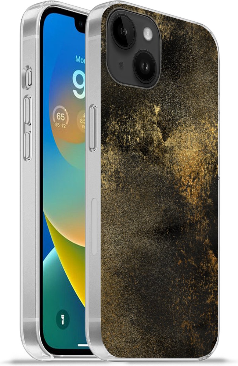 Telefoonhoesje Geschikt voor Apple Iphone 14 Plus hoesje - Goud - Zwart - Luxe - Siliconen Telefoonhoesje Telefoonhoesje