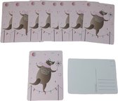 Postkaart met een beer - Roze / Multicolor - Karton / Papier - 15 x 21 cm - Set van 10 - Ansichtkaart - Kaart - post