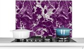 Crédence de Cuisine - Plaque de cuisson murale - Plaque de cuisson - 80x55 cm - Marbre - Glitter - Violet - Motifs - Aluminium - Décoration murale - Protecteur mural - Résistant à la chaleur