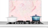 Spatscherm keuken 90x60 cm - Kookplaat achterwand Marmer - Roze - Glitter - Goud - Patronen - Muurbeschermer - Spatwand fornuis - Hoogwaardig aluminium