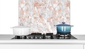 Spatscherm keuken 60x40 cm - Kookplaat achterwand Marmer - Rose goud - Luxe - Patronen - Muurbeschermer - Spatwand fornuis - Hoogwaardig aluminium