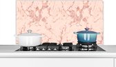 Spatscherm keuken 100x50 cm - Kookplaat achterwand Marmer - Rose goud - Patronen - Chic - Muurbeschermer - Spatwand fornuis - Hoogwaardig aluminium