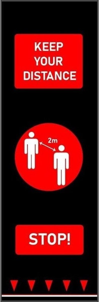 Social Distancing Vloermat 200x65cm 'Keep Your Distance' Rood - Mensen FN370