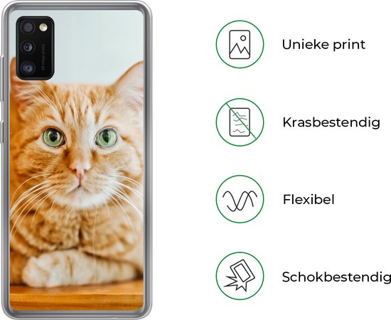 Coque Samsung Galaxy A41 - Chat - Bois - Coque - Coque de téléphone en Siliconen