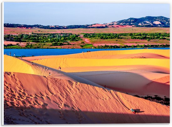 WallClassics - PVC Schuimplaat - Geel en Roze Zand - 40x30 cm Foto op PVC Schuimplaat (Met Ophangsysteem)