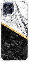 Back Cover Coque Smartphone Samsung Galaxy M53 avec bordure transparente Marbre White Noir