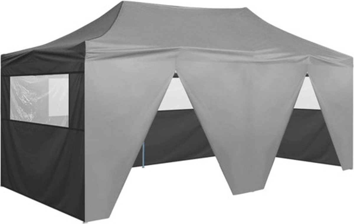 VidaXL partytent met 4 zijwanden inklapbaar 3x6m staal antraciet
