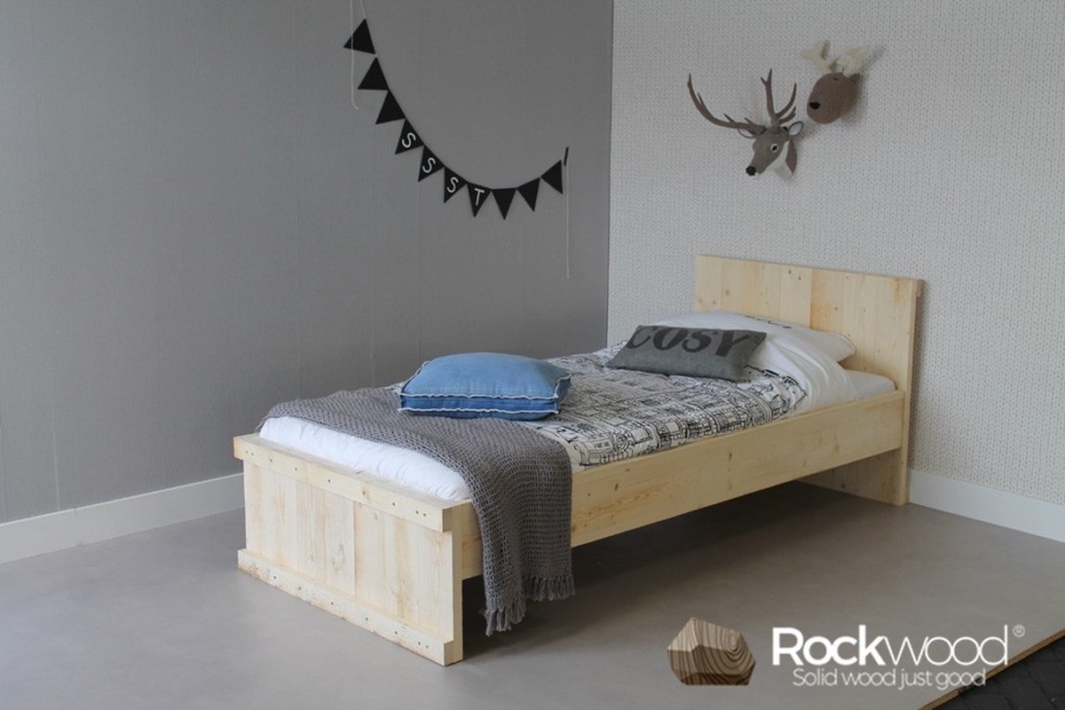 Rockwood® Tienerbed Michael inclusief montage met lattenbodem en 1 combi opberglade antraciet wash Naturel
