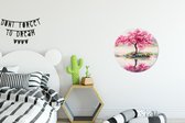 Muurcirkel - Bloesemboom - Sakura - Olieverf - Water - Natuur - Ronde wanddecoratie - Muurdecoratie - ⌀ 30 cm - Wandcirkel - Muurcirkel binnen
