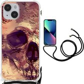 Anti Shock hybrid Case Geschikt voor iPhone 14 Plus Telefoonhoesje met doorzichtige rand Skullhead