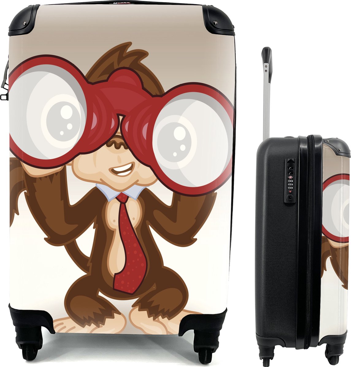 Valise - Illustration pour enfants d'un singe avec des jumelles - 35x55x20  cm - Bagage... | bol.com