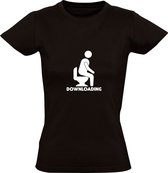 Downloading Dames T-shirt | WC | toilet | poepen | schijten | kak | stront | shit  | Zwart