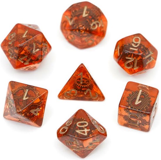 Thumbnail van een extra afbeelding van het spel Lapi Toys - Dungeons and Dragons dobbelstenen - D&D dobbelstenen - D&D polydice - 1 set (7 stuks) - Oranje