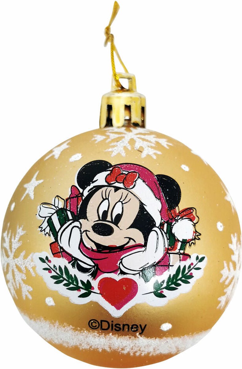 Kerstbal Minnie Mouse Lucky Gouden 6 Stuks Plastic (Ø 8 cm)