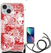 Telefoonhoesje Geschikt voor iPhone 14 Hippe Hoesjes met transparante rand Angel Skull Red