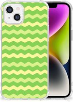 Smartphone hoesje Geschikt voor iPhone 14 Beschermhoesje met transparante rand Waves Green