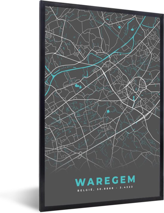 Cadre photo avec affiche - België - Waregem - Plan de la ville - Carte -  Blauw - Carte... | bol.com