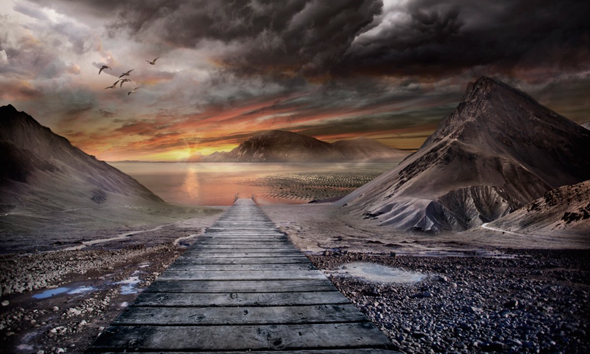 Fotobehang - Verlaten land.
