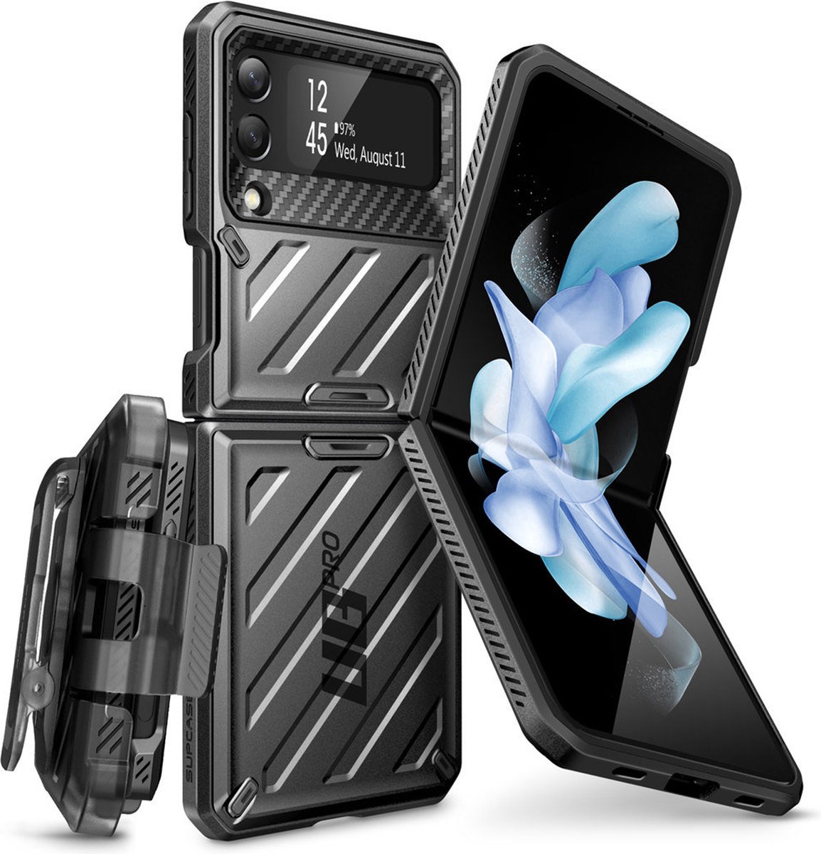 SUPCASE UB Pro Geschikt Voor Samsung Galaxy Z Flip 4 Hoesje - Zwart
