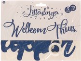 Letterslinger "Welkom Thuis" - Blauw - Karton / Touw - 5 meter touw - 70 cm tekst - Slingers - Vlag - Vlaggenlijn
