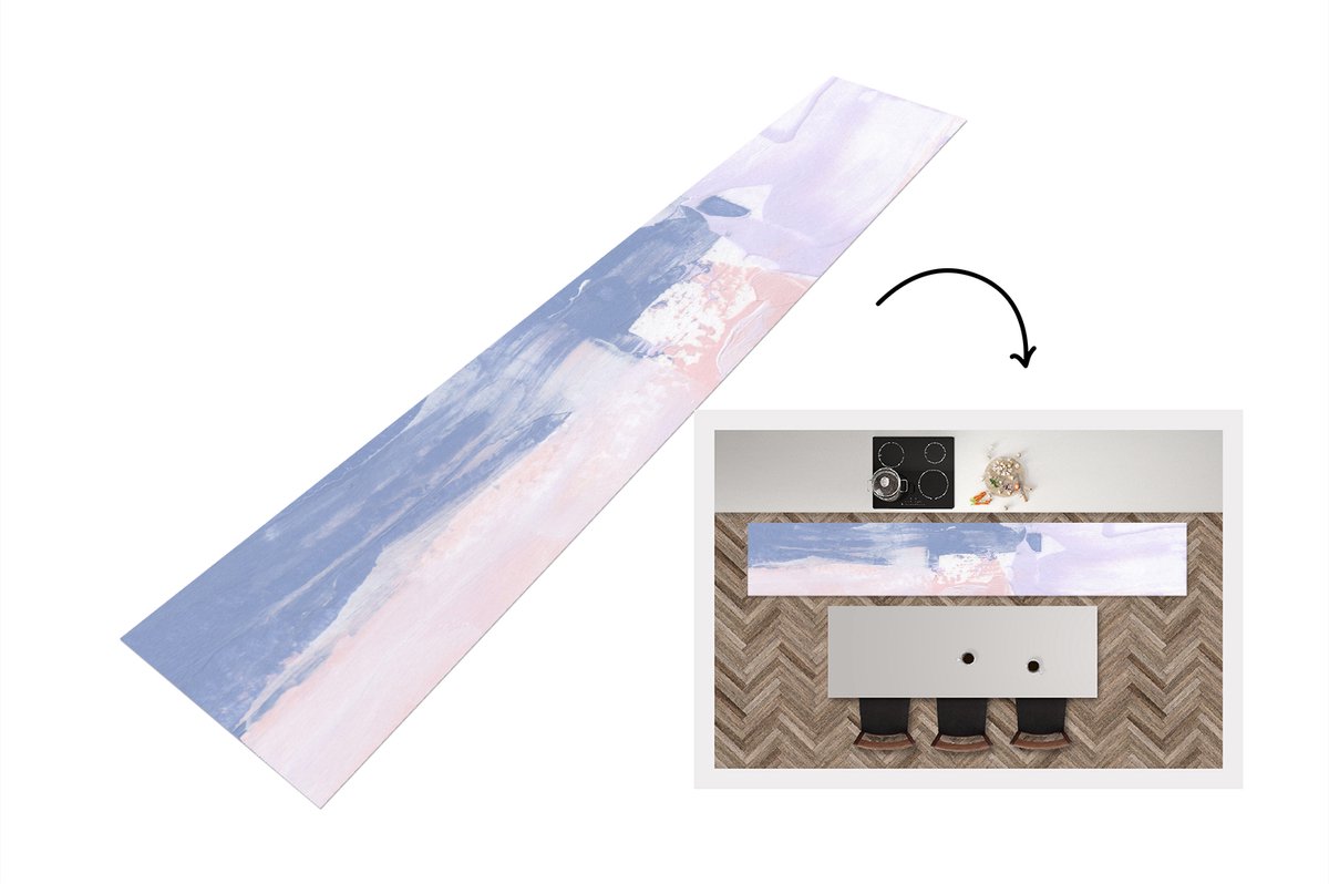 KitchenYeah Keukenloper - Loper keuken - Pastel - Design - Verf - 360x60 cm - Keukenloper vinyl Multicolor