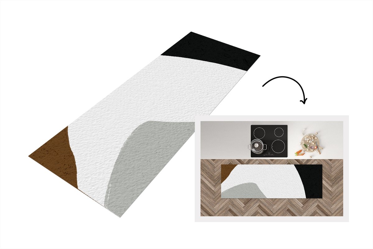 KitchenYeah Keukenloper - Loper keuken - Minimalisme - Design - Vormen - 180x60 cm - Keukenloper vinyl Multicolor