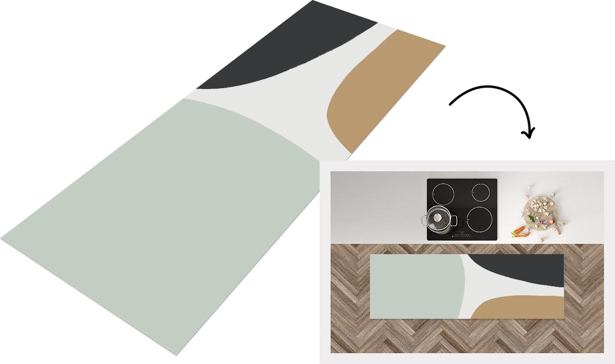 KitchenYeah Keukenloper - Loper keuken - Pastel - Minimalisme - Design - 150x50 cm - Keukenloper vinyl Multicolor