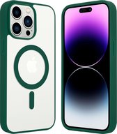 ShieldCase geschikt voor Apple iPhone 14 Pro Max Magneet hoesje transparant gekleurde rand - groen - Shockproof backcover hoesje - Hardcase hoesje - Siliconen hard case hoesje met Magneet ondersteuning
