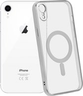 ShieldCase geschikt voor Apple iPhone Xr hoesje transparant Magneet metal coating - zilver - Backcover hoesje magneet - Doorzichtig hoesje met oplaad functie