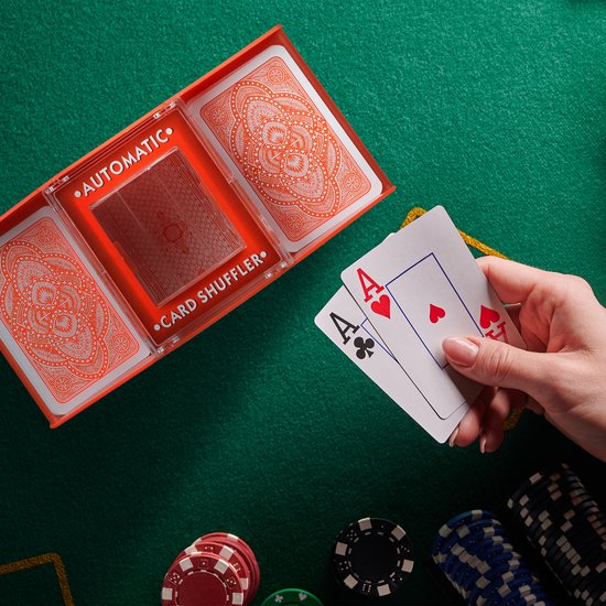 Thumbnail van een extra afbeelding van het spel Relaxdays elektrische kaartenschudmachine - 2 decks - automatische kaartenschudder - poker