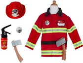 Den Goda Fen Verkleedkledij Brandweer - Kostuum bestaande uit jas, helm, bijl, badge en brandblusser - Multi - Maat 3-4 jaar
