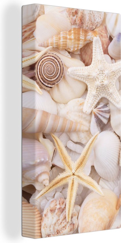 Toile - Peinture - Coquillages - Perles - Étoile de mer - Décoration de chambre - Décoration Décoration murale - Peintures sur toile - 80x160 cm