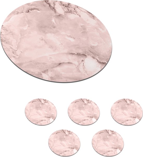 KitchenYeah - Sous- Sous-verres - Rose - Aspect marbre - Luxe - Pierres - Sous-verres - 10x10 cm - Ronds - Sous- Sous-verres pour verres - 6 pièces