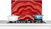 Spatscherm keuken 60x40 cm - Kookplaat achterwand Agaat - Rood - Edelsteen - Abstract - Muurbeschermer - Spatwand fornuis - Hoogwaardig aluminium