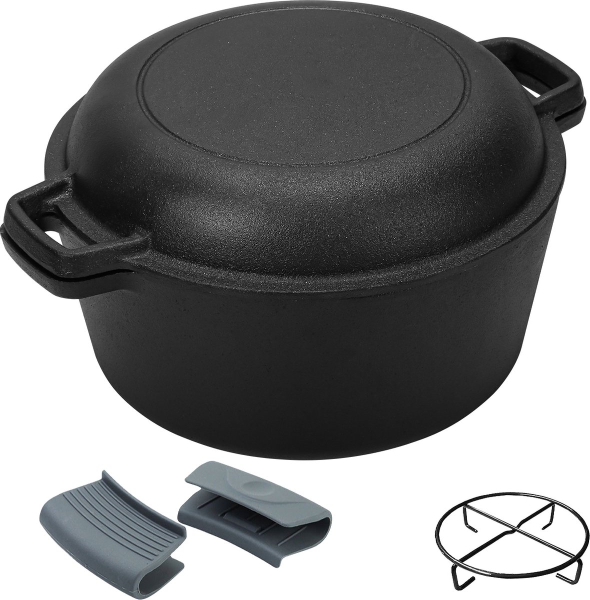 Dutch Oven Pan Gietijzer 6.4 Liter Gietijzeren Pan BBQ 4delig