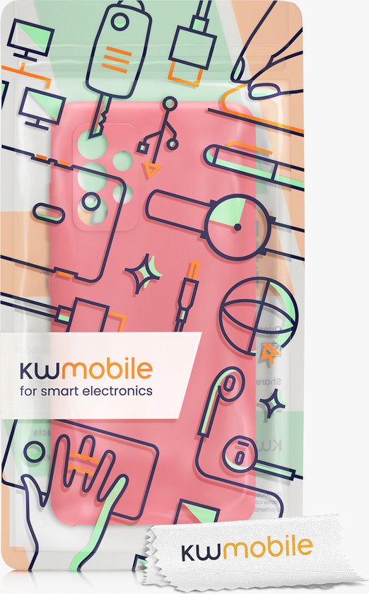 coque kwmobile pour Samsung Galaxy A52 / A52 5G / A52s 5G - Coque avec revêtement en silicone - Coque pour smartphone en corail fluo