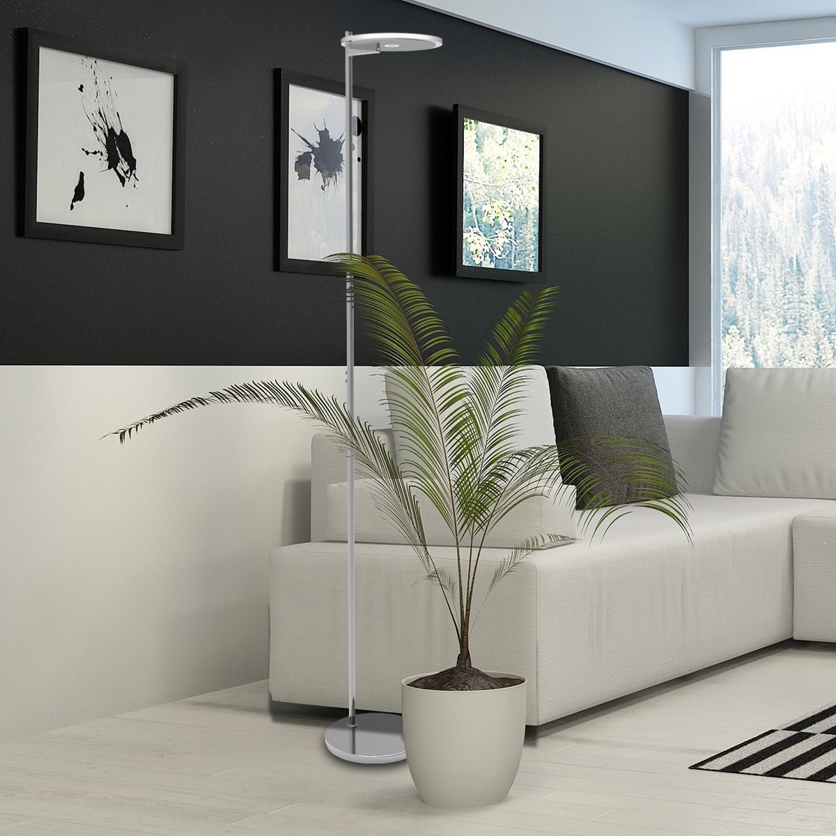 Vloerlamp - Bussandri Limited - Modern - Glas - Modern - LED - L: 27cm - Voor Binnen - Woonkamer - Eetkamer - Zilver