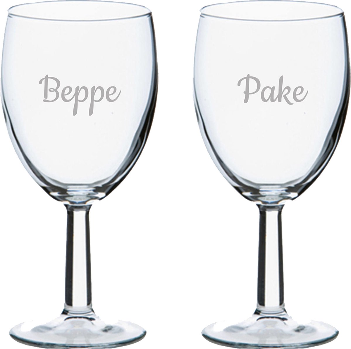 Gegraveerde wijnglas 24,5cl Pake & Beppe