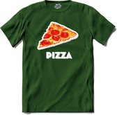 Pizza - grappig verjaardag kleding cadeau - eten teksten - T-Shirt - Heren - Bottle Groen - Maat L