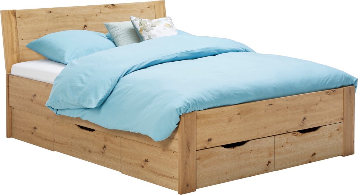 Beddenreus Basic Bed Space met hoofdbord en opbergladen - 140 x 200 cm - eiken