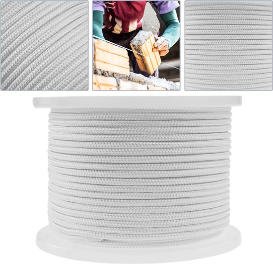 QUARKZMAN Gevlochten polypropyleen touw, 3 mm, 100 m, nylon, gevlochten nylon koord, hol, voor waslijn, camping, wandelen, outdoor, doe-het-zelf, lichtgrijs