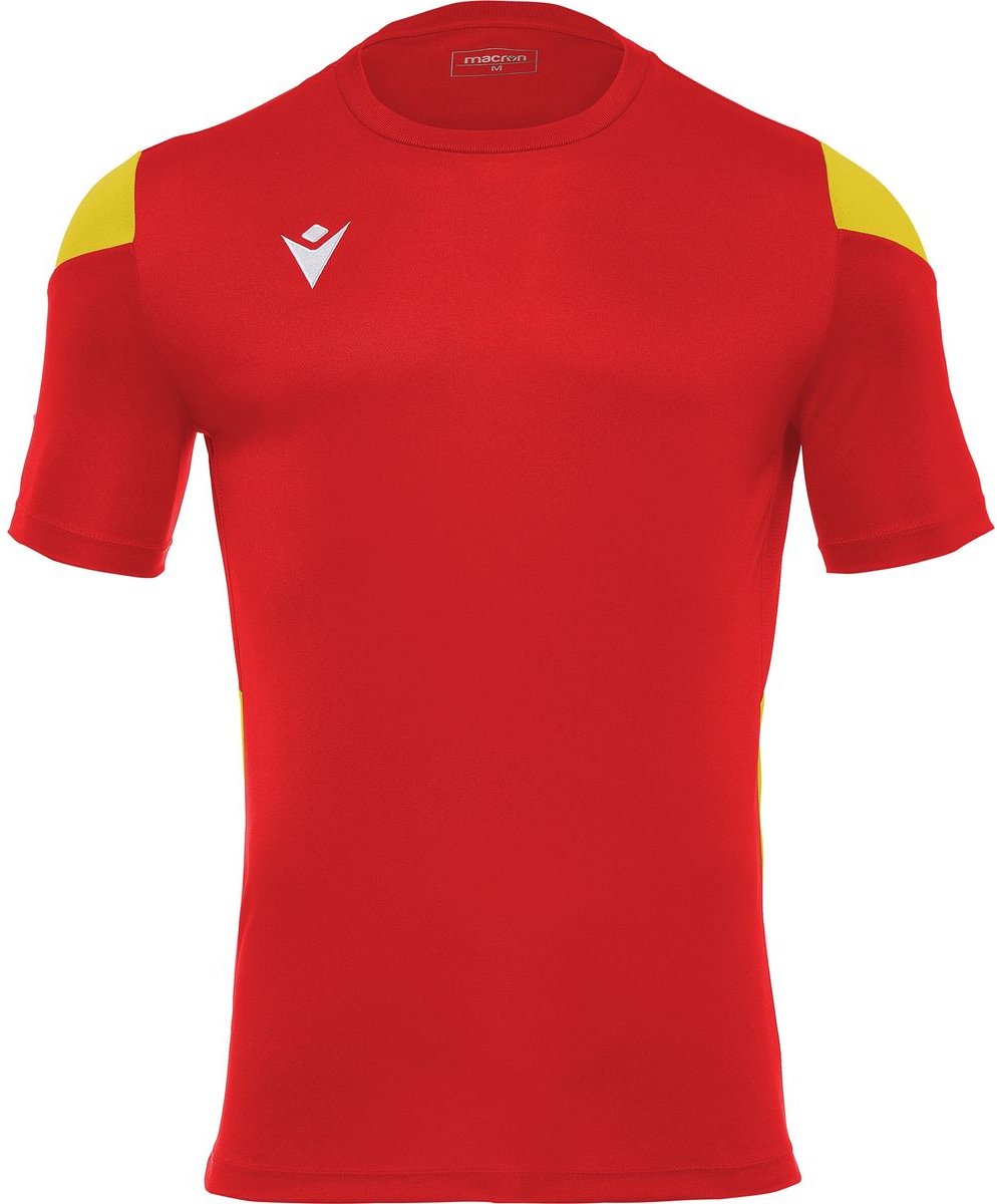 Macron Polis Shirt Korte Mouw Heren - Rood / Geel | Maat: 4XL