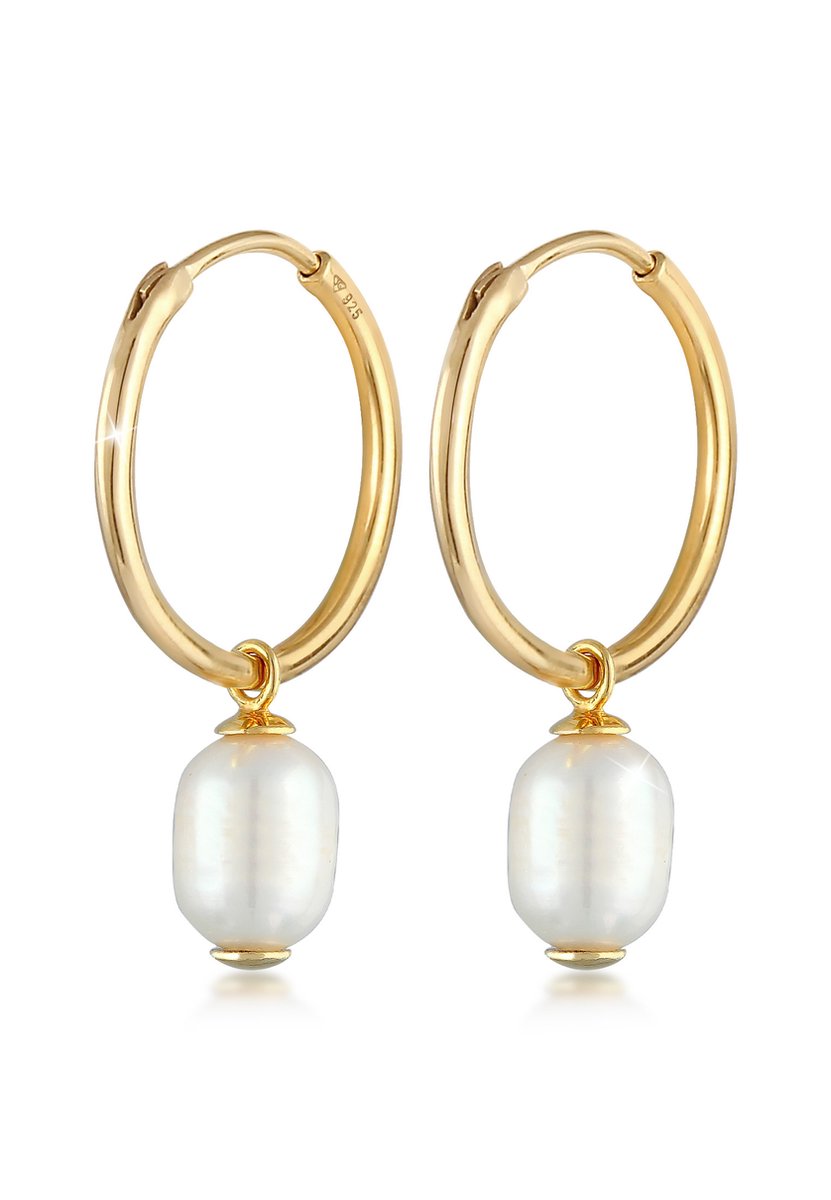 Elli PREMIUM Dames Oorbellen Dames Oorringen Barok Klassiek met Zoetwaterparel in 925 Sterling Zilver Verguld